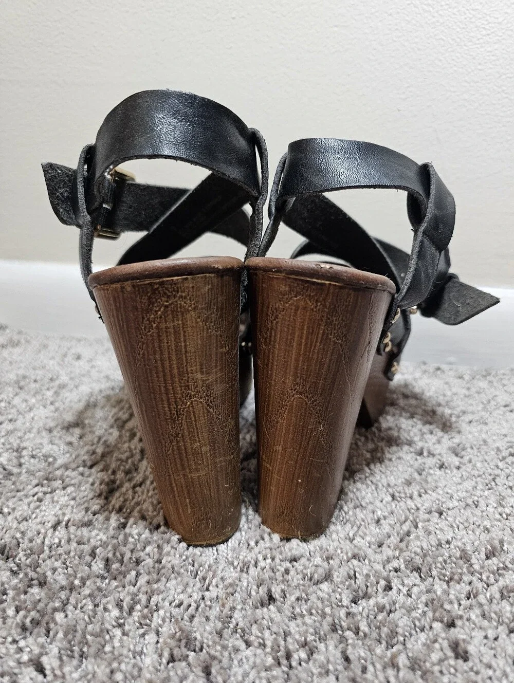 Mossimo Supply Co. Black Strappy Platform Sandals with Gold Buckle